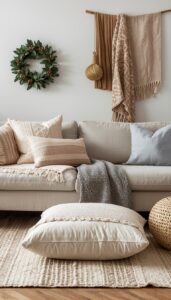 Add throw blankets and floor cushions