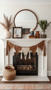 Boho Inspired Mantel and Entry Decor