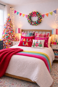 Colorful Christmas Bedroom Decor Ideas