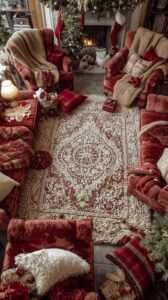 Cozy Christmas Living Room Decor with Textiles