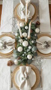 Elegant Neutral Christmas Table Centerpieces