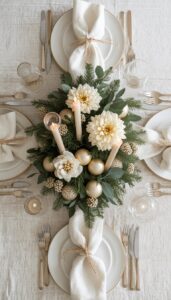 Elegant Neutral Christmas Table Centerpieces