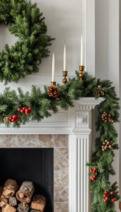 Layer greenery across the mantel