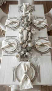 Minimalist White and Silver Christmas Tables