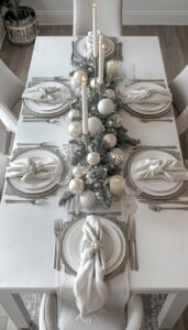 Minimalist White and Silver Christmas Tables