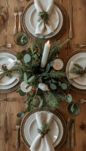 Natural and Greenery Christmas Tablescapes