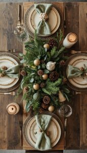 Natural and Greenery Christmas Tablescapes