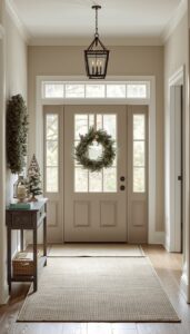 Neutral Christmas Decor for Entryway and Hallways