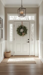 Neutral Christmas Decor for Entryway and Hallways