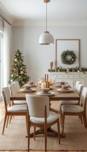 Neutral Christmas Dining Table Decor