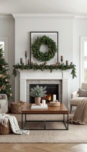 Neutral Christmas Living Room Decor
