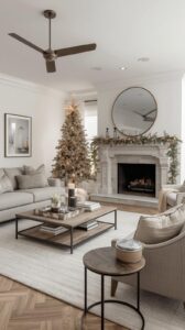 Neutral Christmas Living Room Decor Ideas