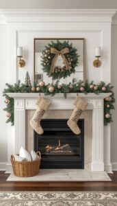 Neutral Christmas Mantel Ideas for a Calm Cozy Look