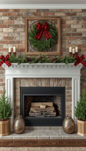 Rustic Farmhouse Christmas Mantel Styling