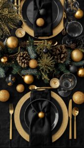 Add gold flatware or chargers