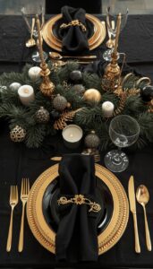 Add gold flatware or chargers