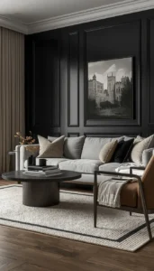 Balance dark tones with lighter neutrals
