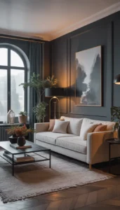 Balance dark walls with lighter accents