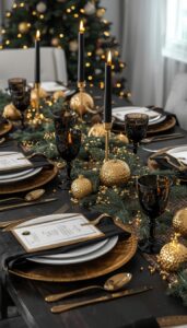 Black and Gold Christmas Table Decorations