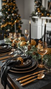 Black and Gold Christmas Table Decorations