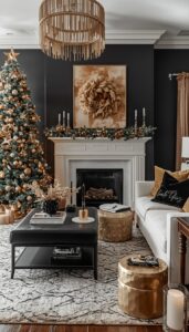 Black and Gold Living Room Christmas Decor