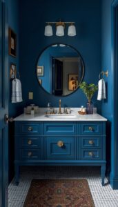 Blue Vanity Styling for a Moody Look