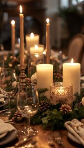 Candle Light Winter Centerpieces