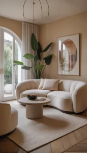 Choose curved sofas or chairs