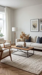 Choose neutral or textured rugs