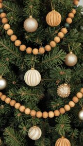 Combine wood and neutral ornaments