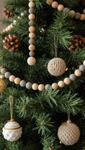 Combine wood and neutral ornaments