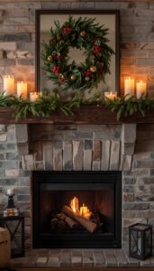 Cozy Candle Decor for a Rustic Mantel