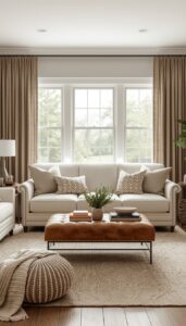 Cozy Farmhouse Living Room With Soft Textiles