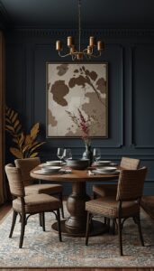 Cozy Seating for a Moody Dining Room