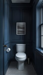 Dark Blue Wall Colors for a Moody Bathroom
