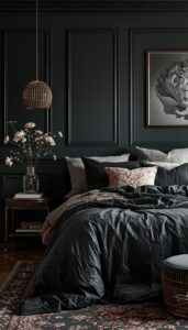 Dark Feminine Bedroom With Floral Elements