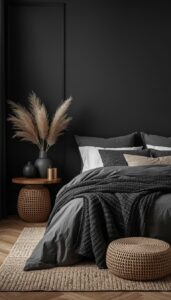 Dark Feminine Bedroom With Natural Elements