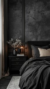 Dark Feminine Bedroom With Textures