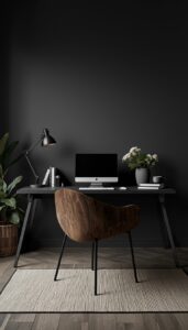 Dark and Minimal Home Office Styling