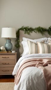 Drape simple greenery on headboards or nightstands