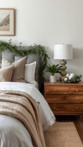 Drape simple greenery on headboards or nightstands