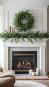Evergreen and Greenery Focal Mantel