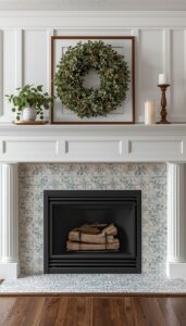 Farmhouse Fireplace With Tile Surrounds