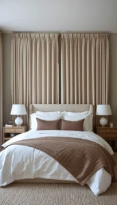Floor to Ceiling Curtains Behind the Bed