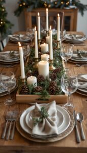 Incorporate candles and pinecones