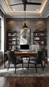 Industrial Inspired Masculine Office Design