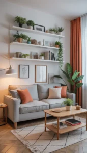 Install floating shelves