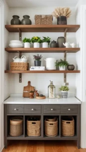 Install open shelving selectively