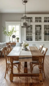 Keep finishes natural or lightly distressed