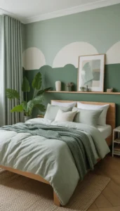 Layer light and dark sage tones